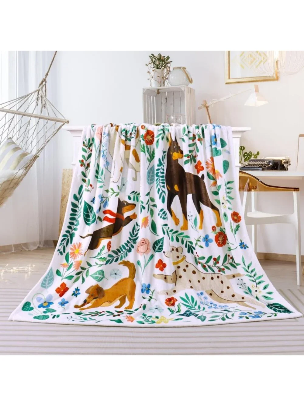 Ultra Soft Floral Dog Blanket - Cozy Fleece Throw for Dog Lovers, 50